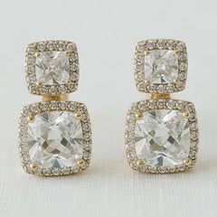 Geometric Inspired Drop Earrings with Sparkling Accents