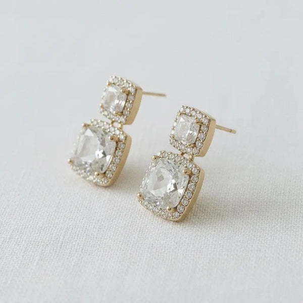 Geometric Inspired Drop Earrings with Sparkling Accents