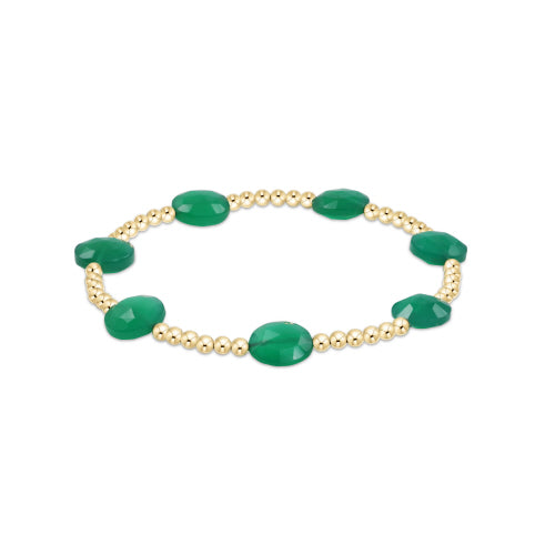enewton 6.25" Admire Gemstone Gold 3mm Bead Bracelet - Green Onyx