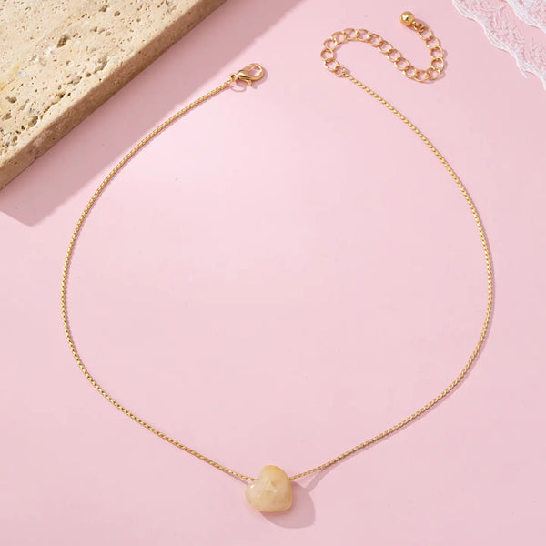 Stone Heart Necklaces - 3 Colors