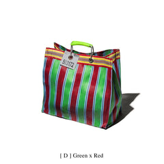 Recycled Square Red, Blue  and Green Tote