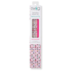 Swig Nutcracker + Hot Pink Reusable Straw Set