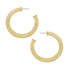 Susan Shaw Textured Gold Open Hoops