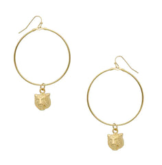 Gold Tiger Head Hoop Earrings