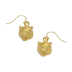 Mini Tiger Head On Wire Earrings