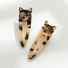 Cat  Blonde Tortoise Hair Clips - Set of Two