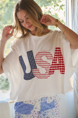 Mixed Fabric USA Top - 2 Colors