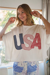 Mixed Fabric USA Top - 2 Colors