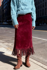 Faux Suede Fringe Skirt - 3 Colors