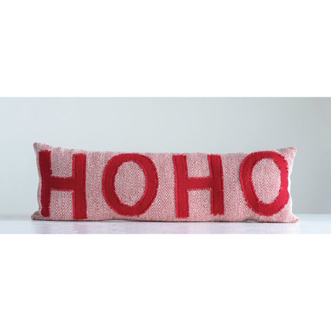 HO HO Pillow - Red and Cream