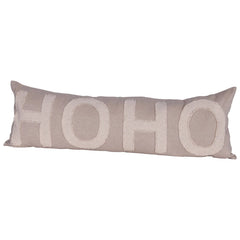 HO HO Pillow - Taupe and Cream
