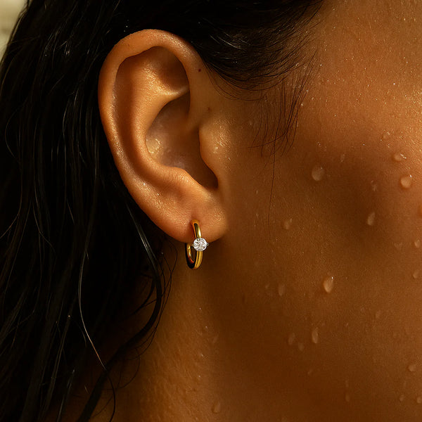 Ellie Vail Yael Solitaire Huggie Hoop Earring