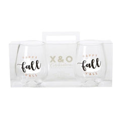 Happy Fall Y'all Stemless Wine Glasses