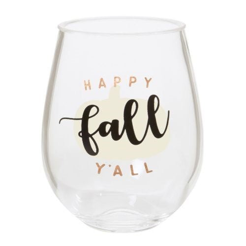 Happy Fall Y'all Stemless Wine Glasses