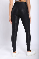 Highwaist Foil Leggings With Seam Details - 2 Colors