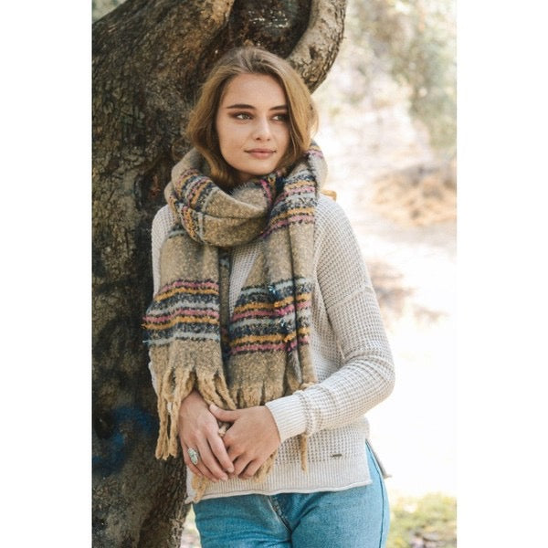 Mohair Striped Blanket Scarf