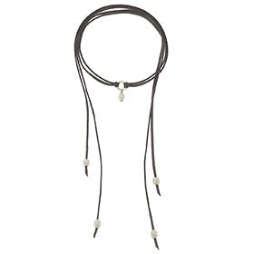 Canvas Hammered Ring Leather Wrap Choker