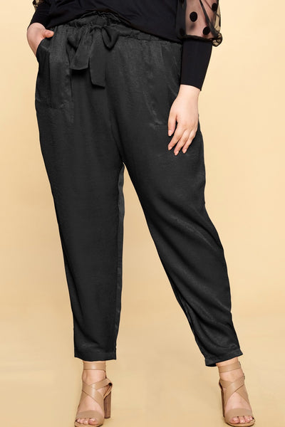 Satin Tie Waist Pants - 2 Colors