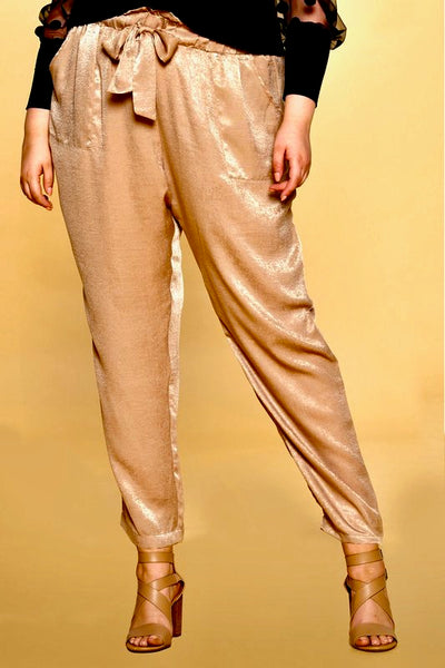 Satin Tie Waist Pants - 2 Colors