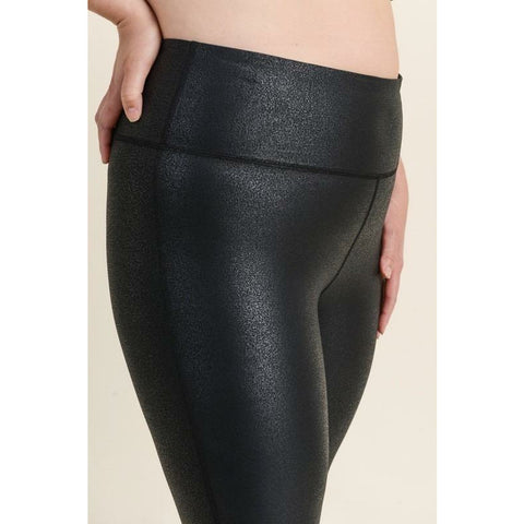 Highwaist Foil Leggings With Seam Details - 2 Colors