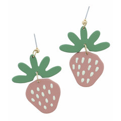 Jane Marie MUTED MATTE STRAWBERRY DANGLE EARRING