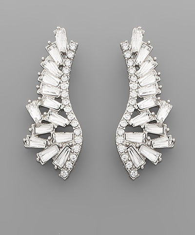 Crystal Beaded Wing Earrings-2 Colors