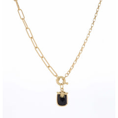 Jane Marie 16" JET ROUNDED RECTANGLE WITH BEE CHARM NECKLACE, 3" EXT.