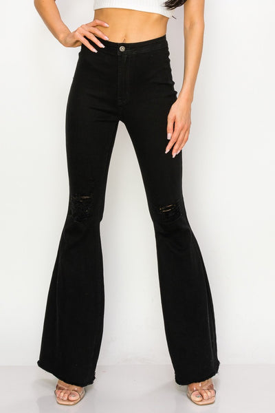 Koko High Waist Bell Bottoms-Black