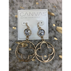 Canvas Rhinestone Quartafoil Earrings
