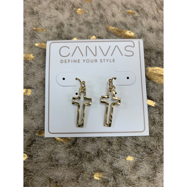 Canvas Mini Cross Earrings