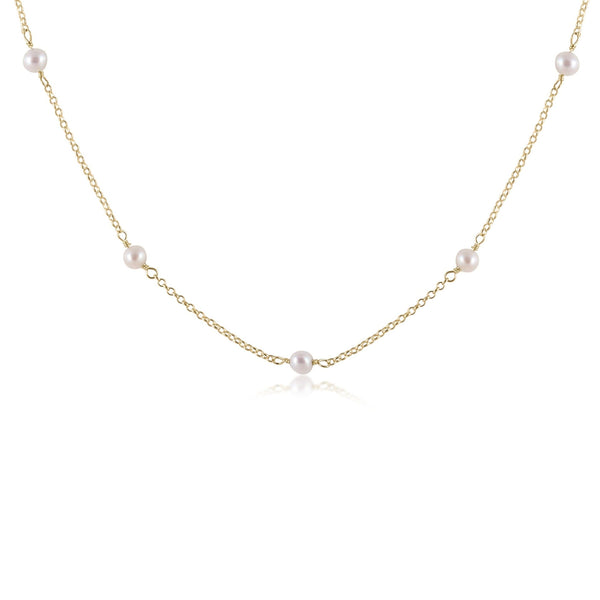 Enewton 15" Choker Simplicity Chain Gold with 4mm Bead Pearls
