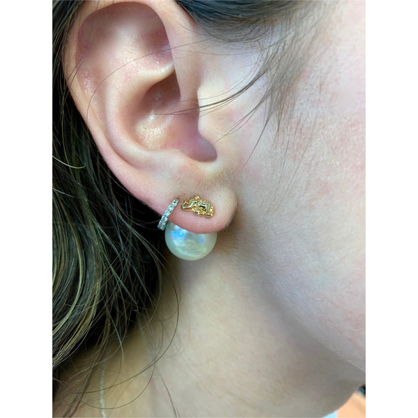 Elephant and Pearl Peek-A Boo Earrings
