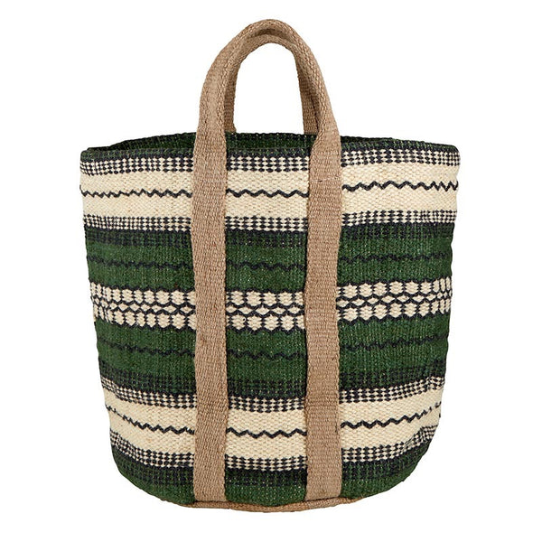 Forest Green Jute Basket Bag