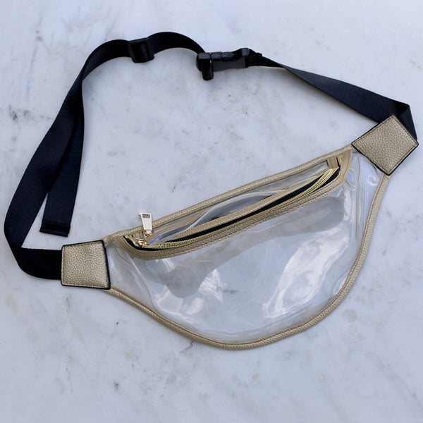 Go Everywhere Clear Waist Pack in Gold