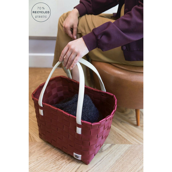 Color Blacked Burgundy Recycled Tote