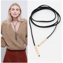 Leather Lariat Choker Necklace