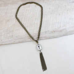 Vintage Chain Crystal & Tassel Convertible Necklace - A Little Bird Boutique
