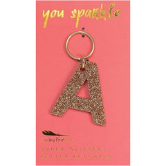 Lucky Feather Glittery Letter Keychain