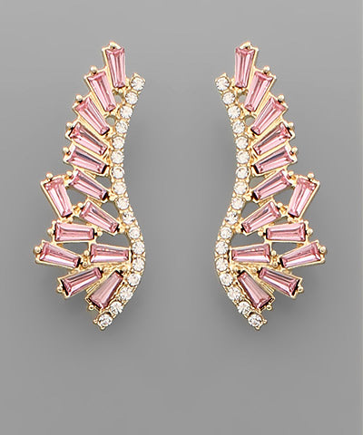 Crystal Beaded Wing Earrings-2 Colors