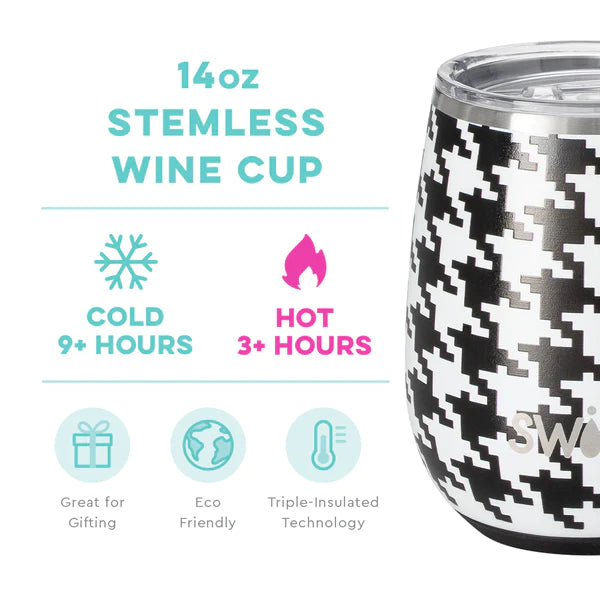 Swig Houndstooth Stemless Wine Cup (14oz)