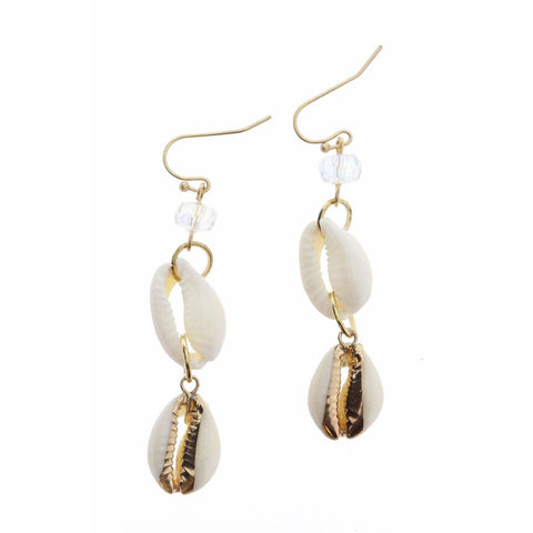 Jane Marie AB CLEAR BEAD WITH GOLD ACCENT SHELLS EARRING