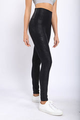 Highwaist Foil Leggings With Seam Details - 2 Colors