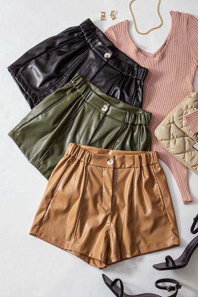 Kendall Vegan Leather Shorts-3 Colors