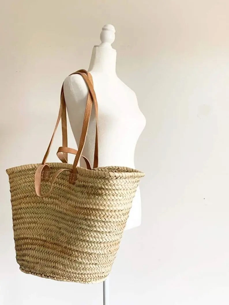 Heart French Market Basket - Straw bag - More love straw bag