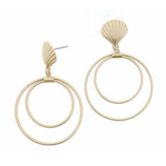 Jane Marie GOLD SHELL POST WITH TWO CIRCLES EARRING