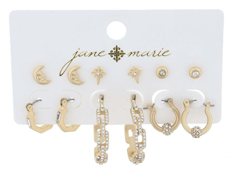 Jane Marie Large Square Rhinestone Necklace with Matching Studs