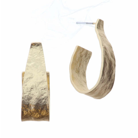 Jane Marie GOLD TEXTURED CURVED HOOP EARRING