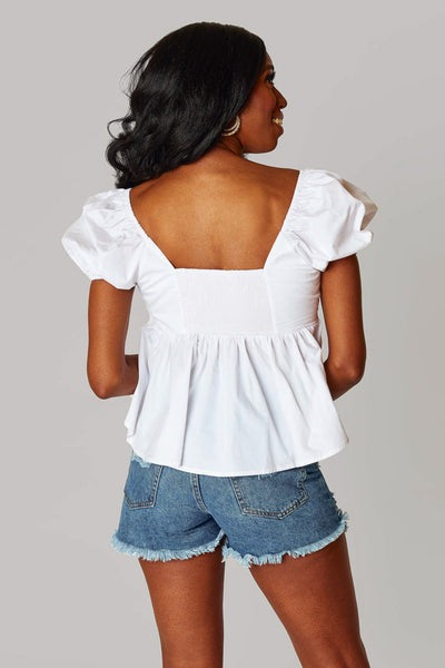 Buddy Love Houston Puff Sleeve Top - White