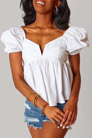 Buddy Love Houston Puff Sleeve Top - White
