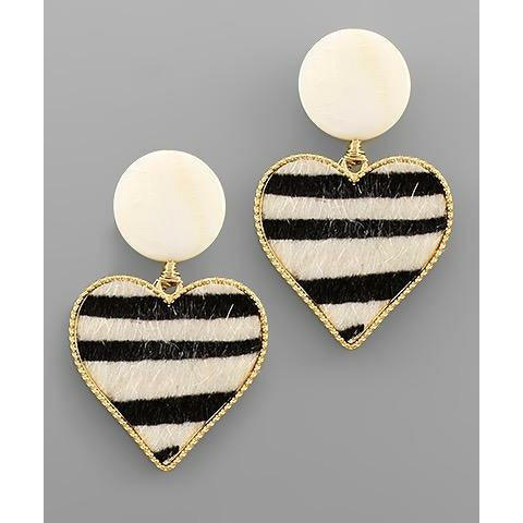 Zebra Heart Earrings